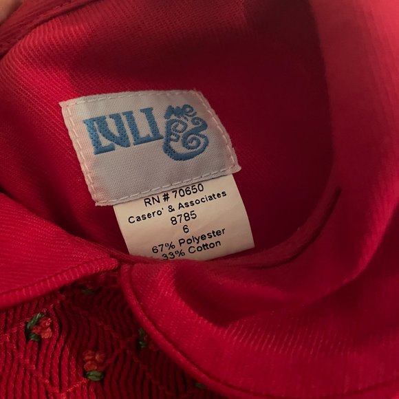 Luli & Me Girls 6 Smocked Floral Red Dress - Picture 6 of 13